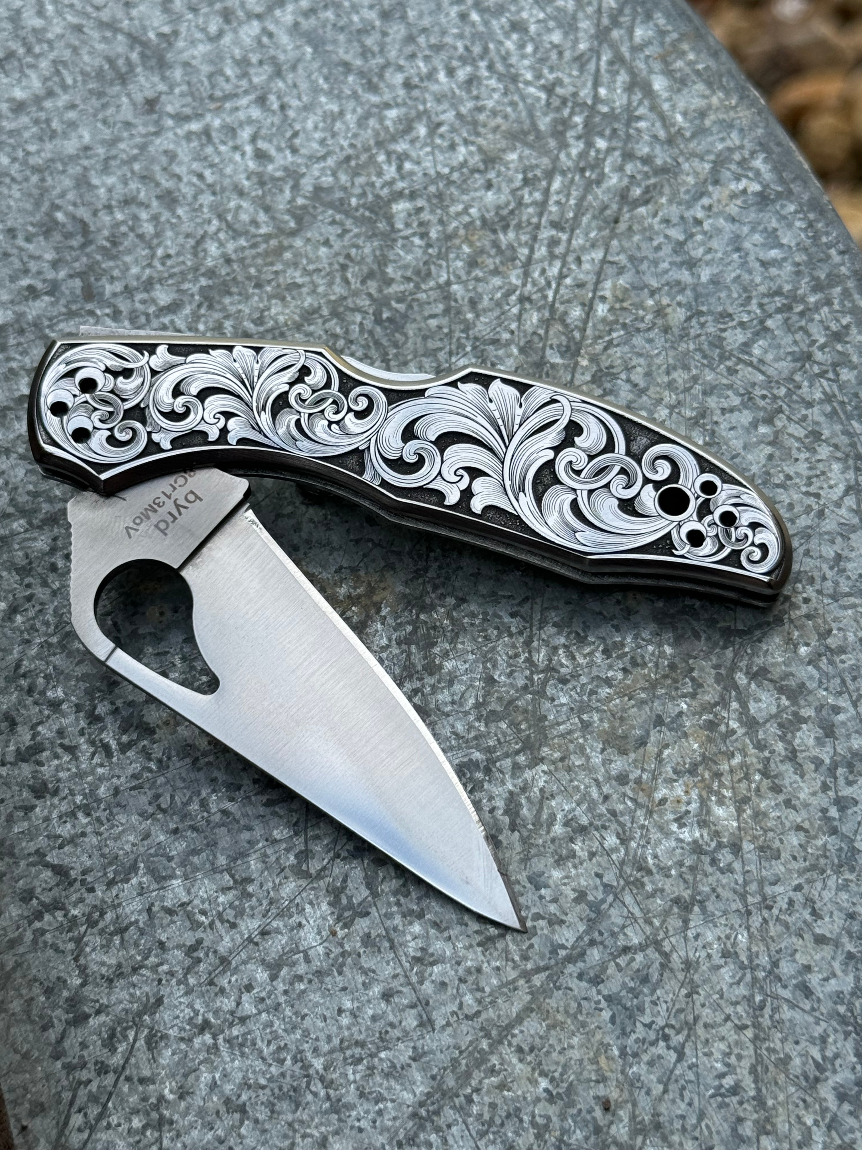 3” Spyderco Byrd Engraved Knife