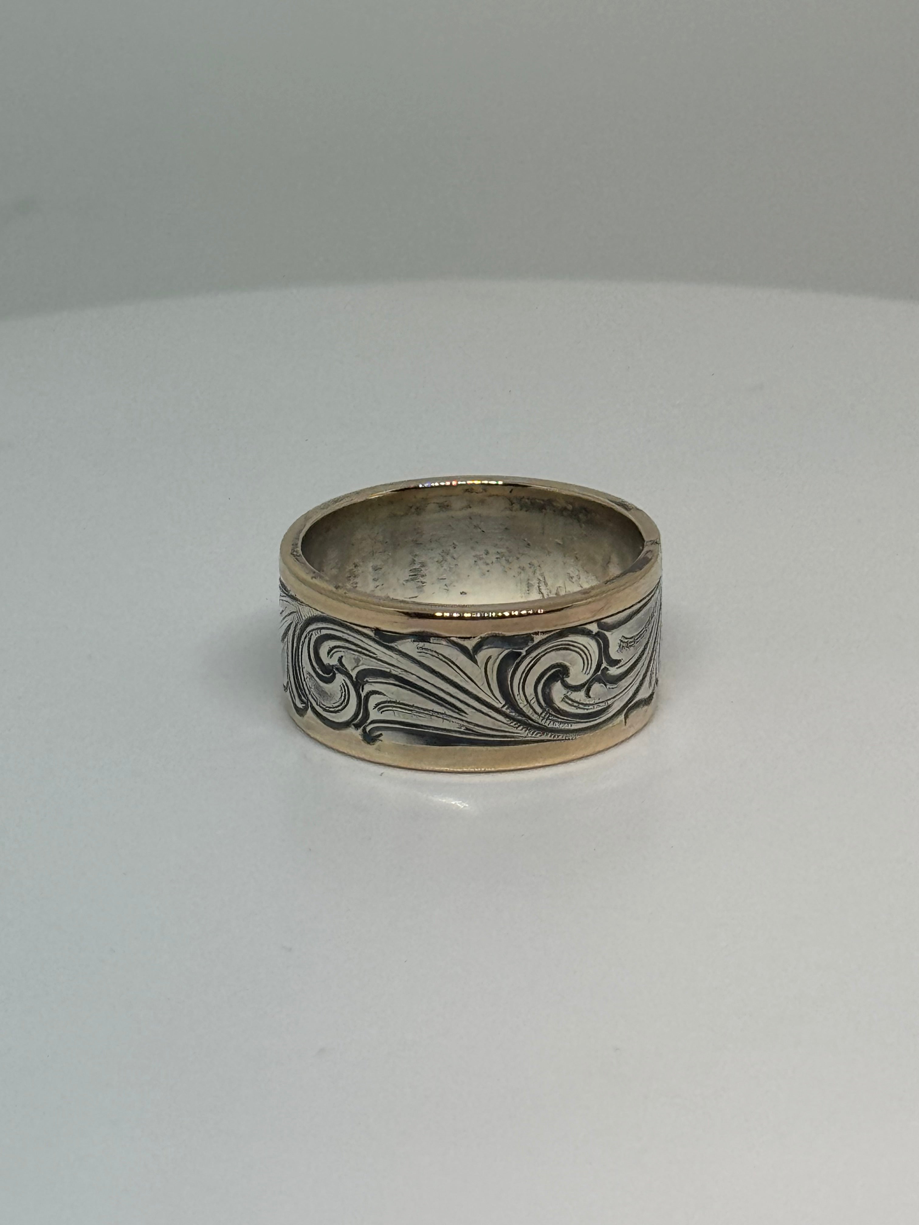 Sterling Wedding Band with Gold borders